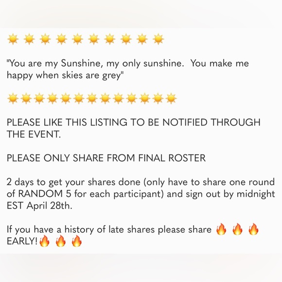 🌻🌻YOU ARE MY SUNSHINE SHARE EVENT🌻🌻 - Picture 6 of 6